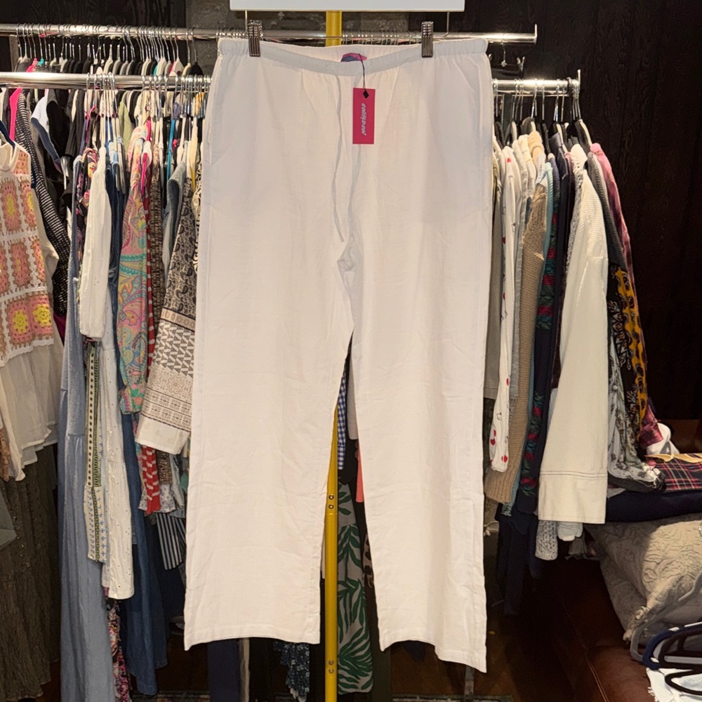 NWT Edikted White Linen/Rayon Wide Leg Pants sz L